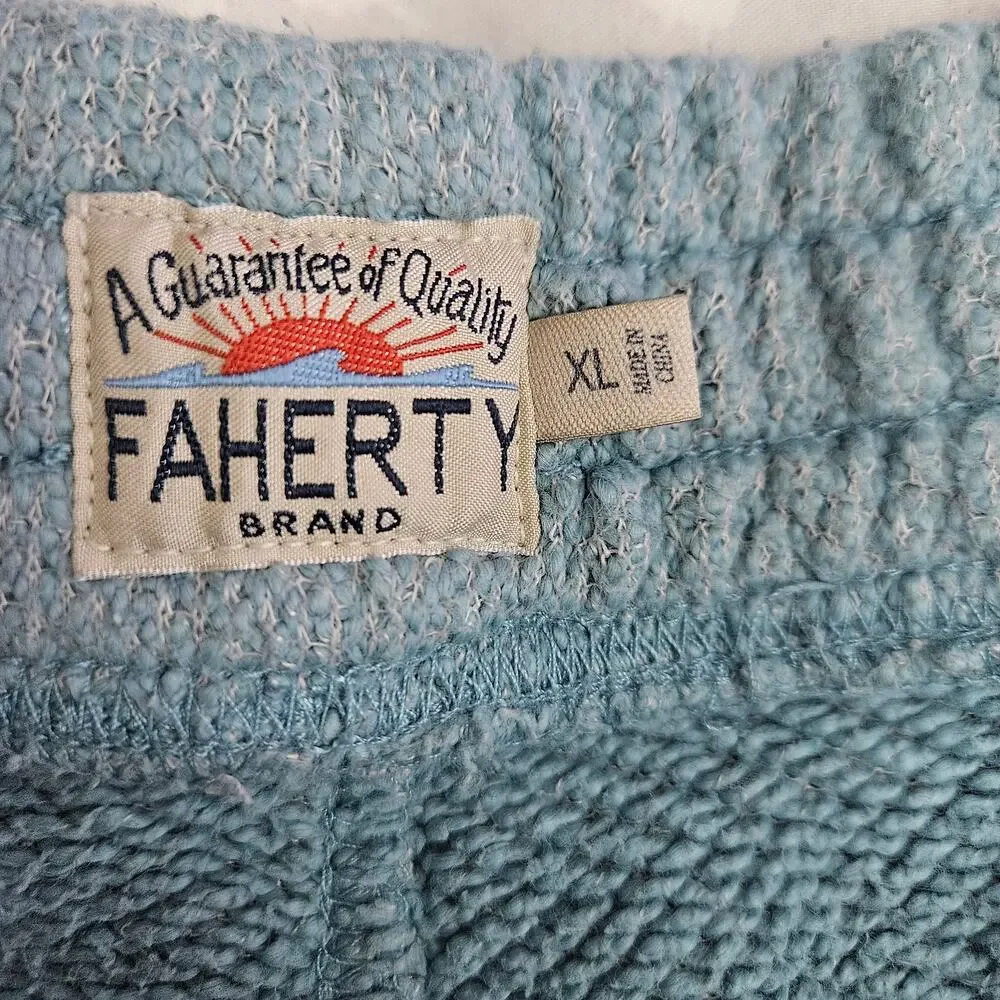 Faherty Brand Men's XL Blue Knit Sweat Shorts French Terry Coastal Athleisure